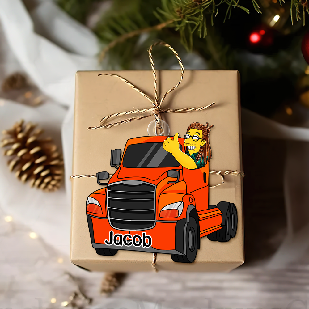 Custom Trucker Christmas Ornament - Personalized Gift Ornament PopCulturePrints