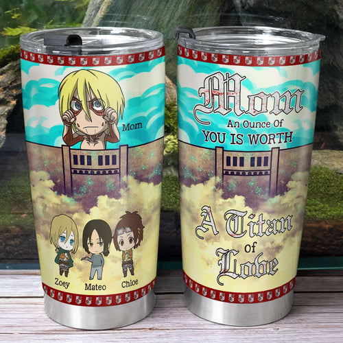Personalized Tumbler for Mom - A Titan of Love Tumbler Cup PopCulturePrints