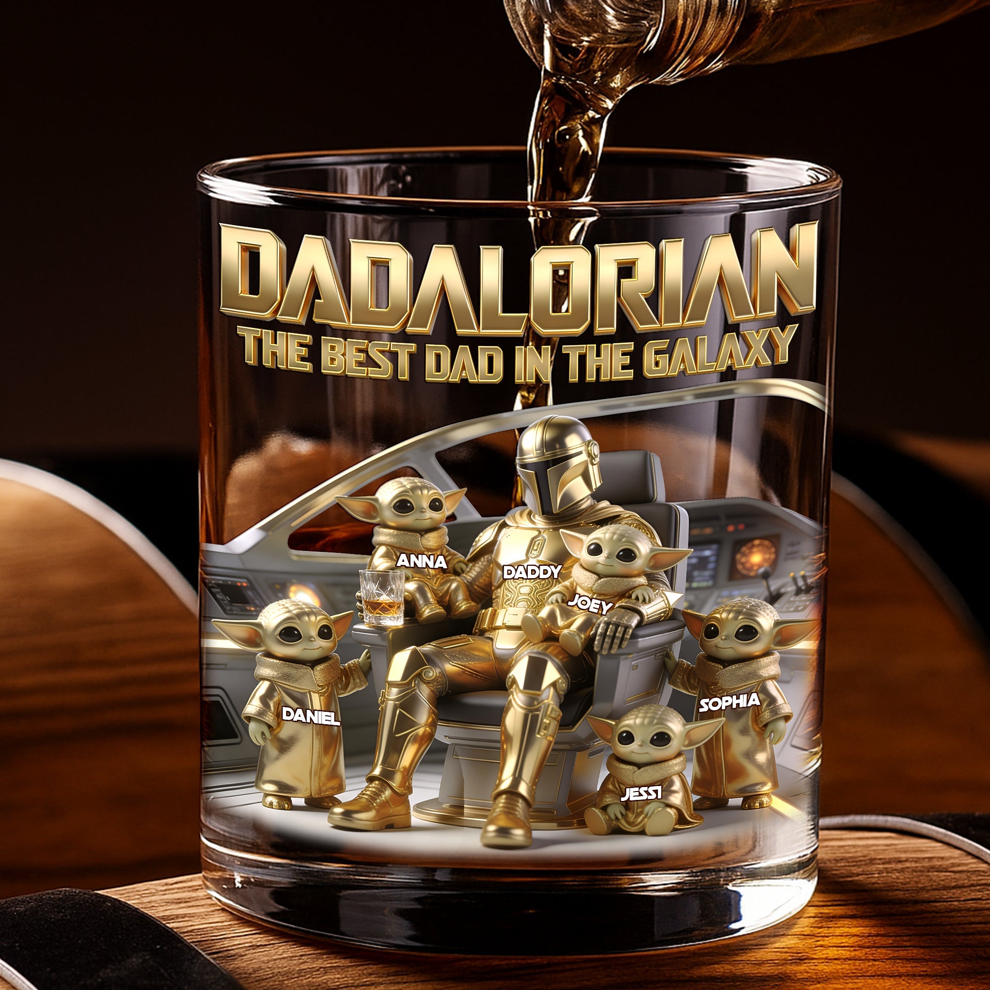 "The Best Dad in the Galaxy" - Legendary Space Dad Round Glass - Personalized Gift for Dads, Grandpas, and More Glass PopCulturePrints