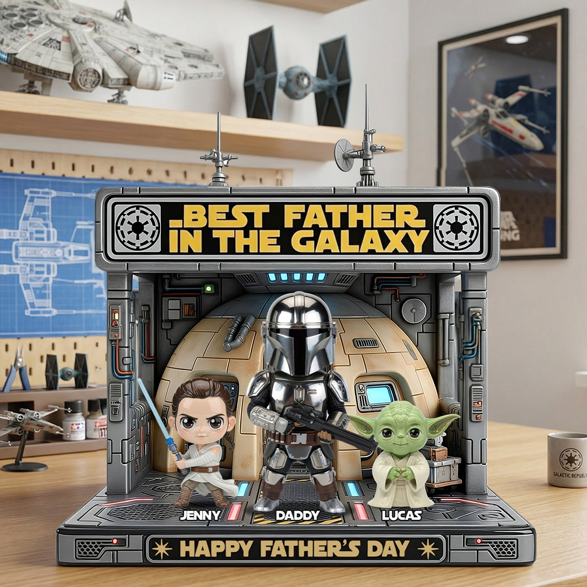 Best Dad in the Galaxy - Personalized Adventure Acrylic Plaque Shaped Plaques PopCulturePrints