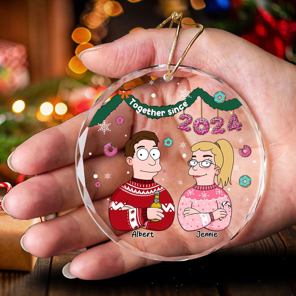 Custom Couple Christmas Crystal Ornament | Unique Holiday Keepsake | Valentine's Day Gifts Ornament PopCulturePrints
