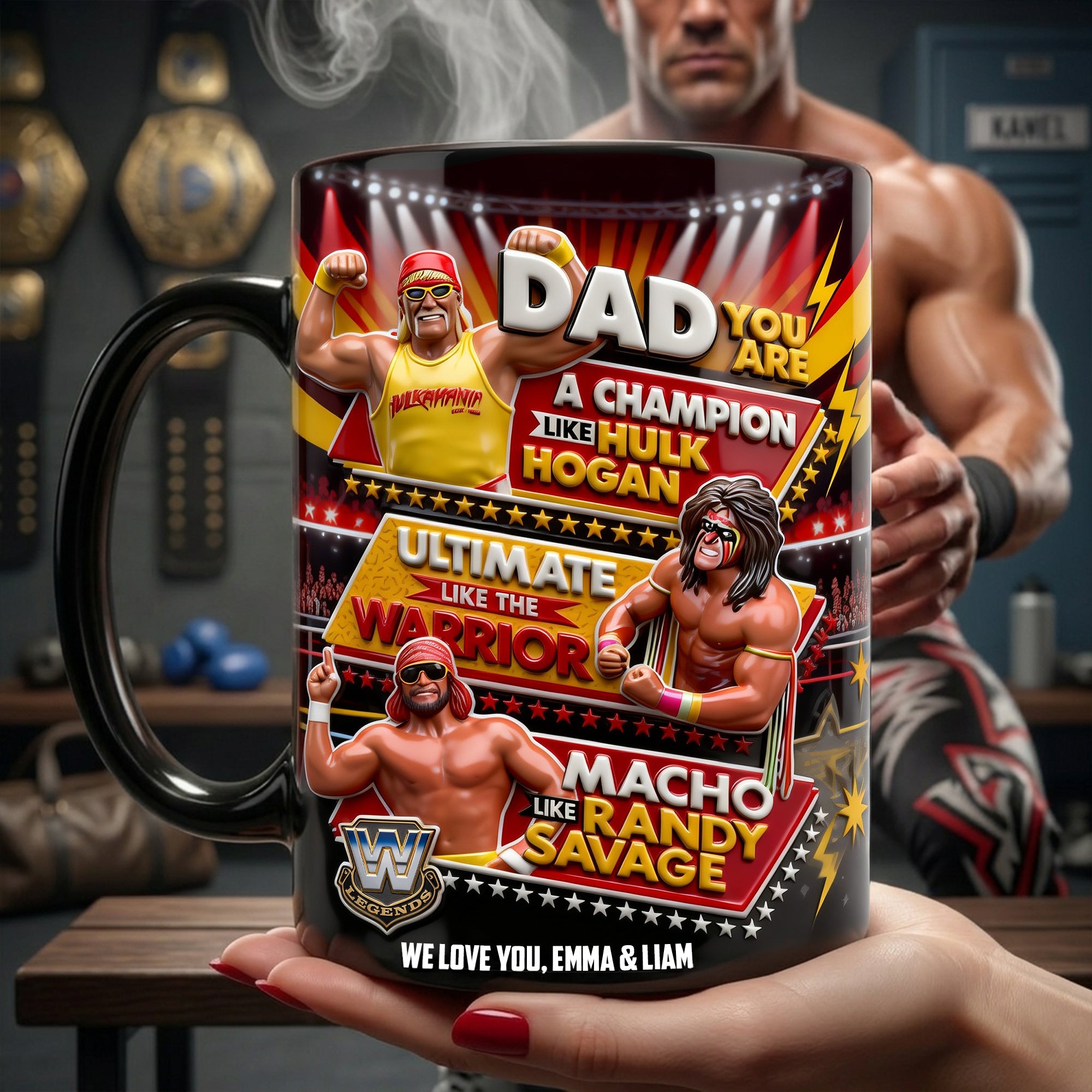 “Dad, You Are A Champion Like Hulk Hogan!” - Ultimate Dad Magic Mug - Personalized Gifts for Father's Day, Grandpa, and More Coffee Mug PopCulturePrints