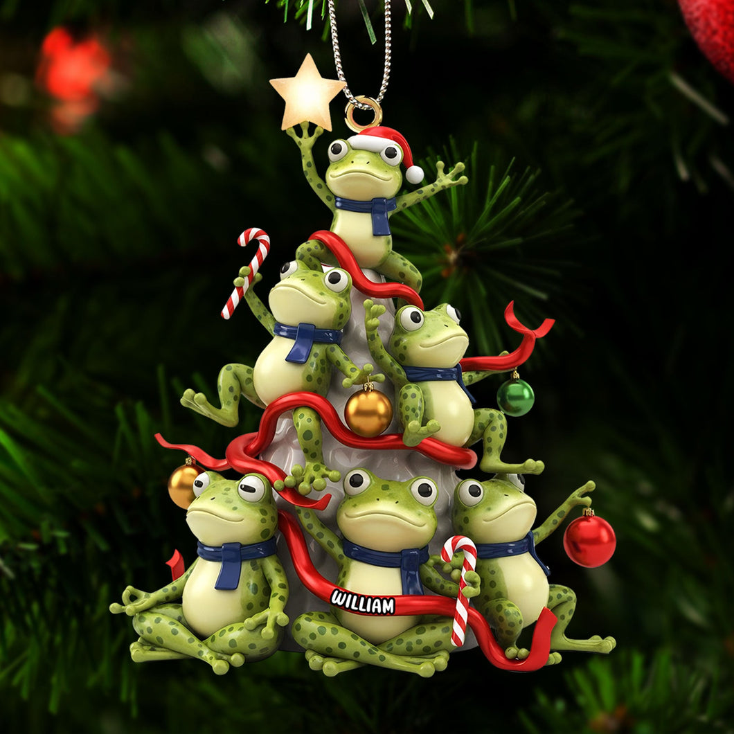 Hop Into the Holidays! - Personalized Funny Frog Ornament Ornament PopCulturePrints