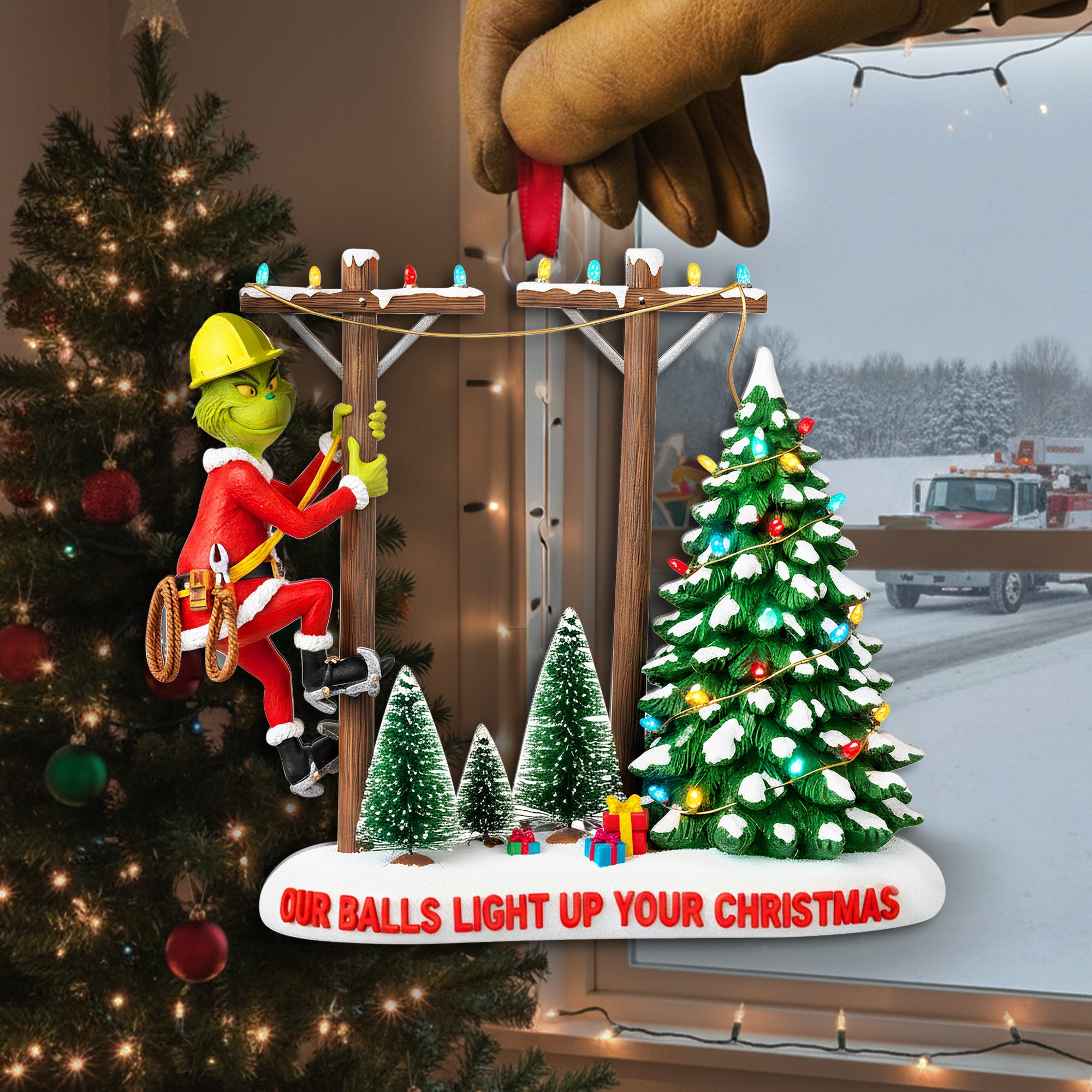 "How the Lineman Lit Christmas" - Personalized Acrylic Ornament - Unique Gift for Linemen, Electricians, and Christmas Lovers Ornament PopCulturePrints