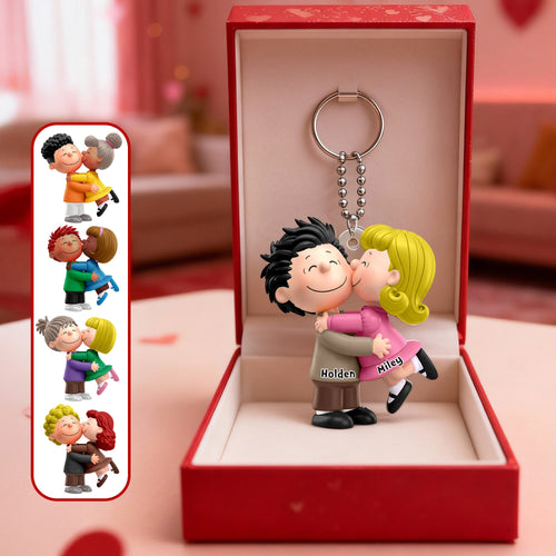 Love in Every Detail - Cute Kissing Couple Acrylic Keychain - Personalized Gifts for Couples Keychains PopCulturePrints