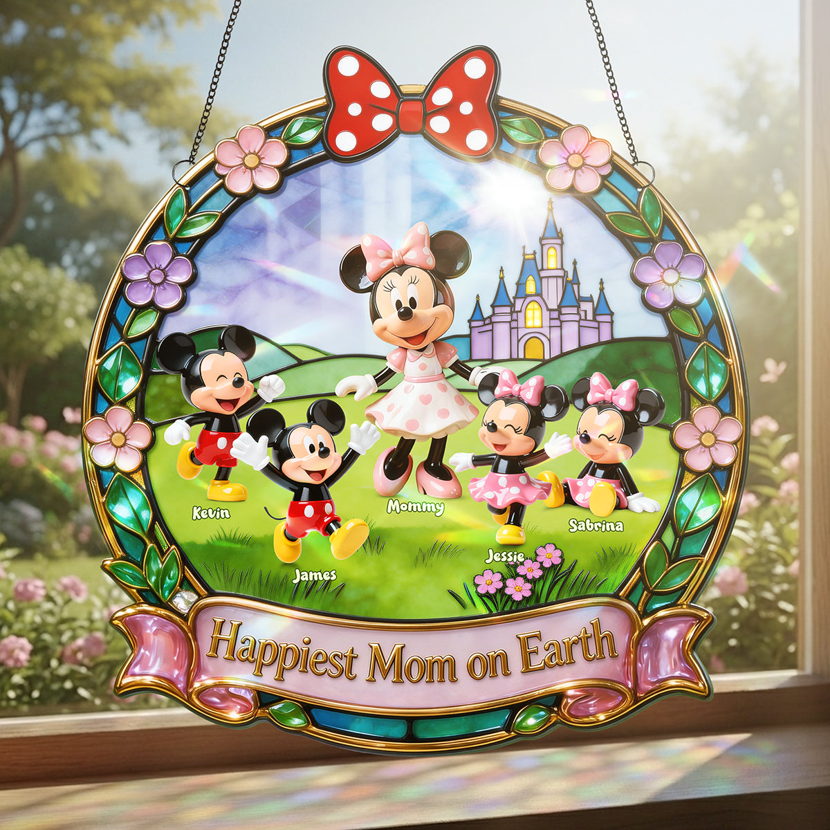 Happiest Mom on Earth - Personalized Suncatcher Ornament for Mom, Grandma and More Ornament PopCulturePrints