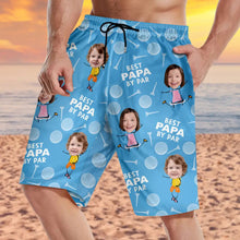 Load image into Gallery viewer, “Best Daddy By Par” - Personalized Funny Golf Lover Unisex Beach Shorts - Perfect Gift for Dad and Grandpa Beach Short PopCulturePrints
