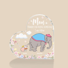 Load image into Gallery viewer, Personalized Mother&#39;s Day Heart Acrylic Plaque - Elephant Design Decorative Plaques PopCulturePrints
