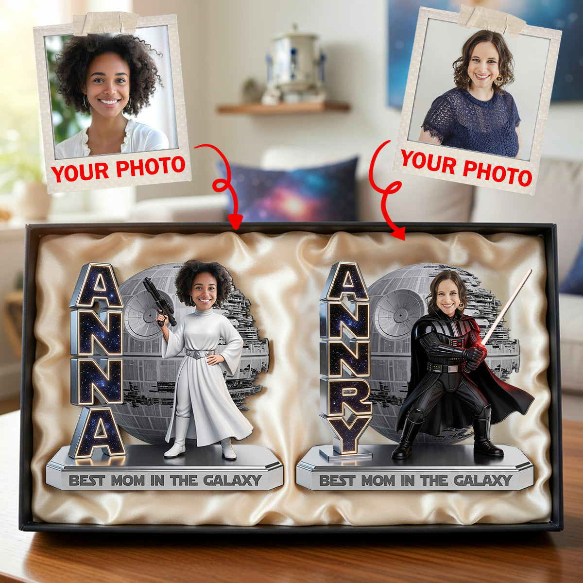 "Best Mom in the Galaxy!" - Space Mom Acrylic Plaque - Personalized Custom Photo Gifts for Mom, Grandma, and More Shaped Plaques PopCulturePrints