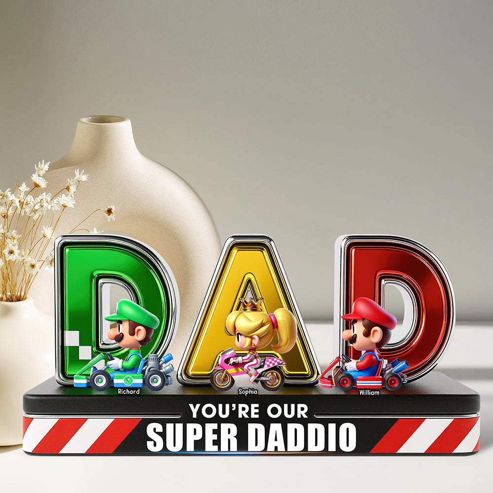 You're Our Super Daddio - Personalized Car Game Fans Acrylic Plaque for Dad Shaped Plaques PopCulturePrints