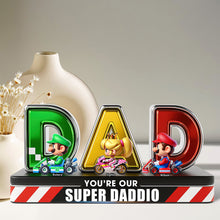 Load image into Gallery viewer, You&#39;re Our Super Daddio - Personalized Car Game Fans Acrylic Plaque for Dad Shaped Plaques PopCulturePrints
