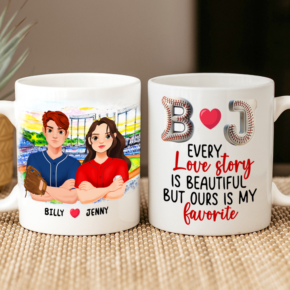 Custom Baseball Couple Mugs - Perfect Valentine’s Day Gifts for Baseball Lovers Coffee Mug PopCulturePrints
