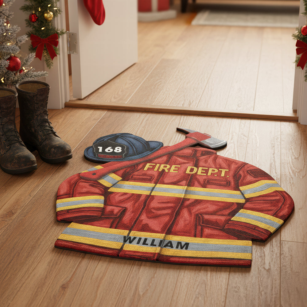 Firefighter Doormat - Personalized Welcome Mat for Firefighters Doormat PopCulturePrints