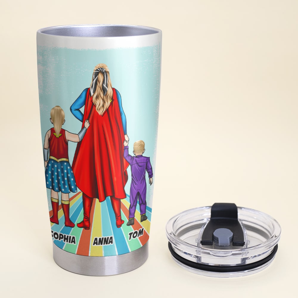Personalized Super Mom Tumbler - Custom Gift for Mother's Day Tumbler Cup PopCulturePrints
