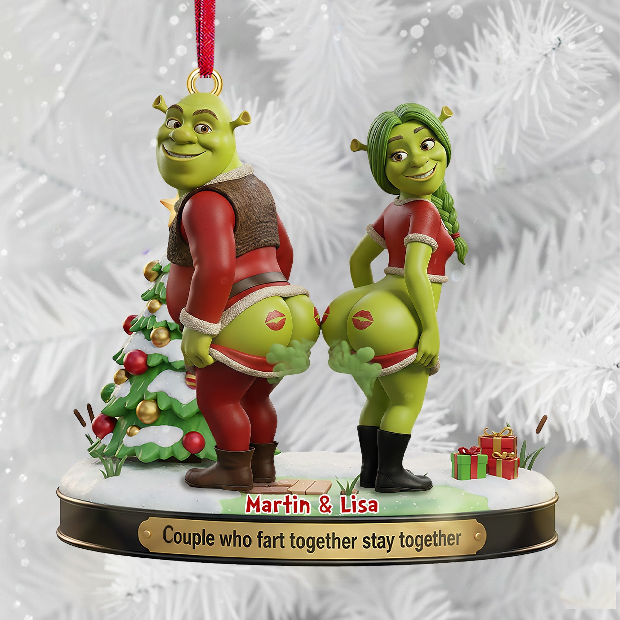 Couple Who Fart Together Stay Together - Funny Personalized Ornament for Laughing Couples Ornament PopCulturePrints
