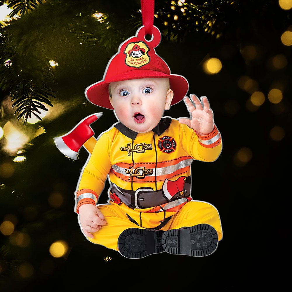 Personalized Baby Christmas Photo Ornaments - Chef & Firefighter Theme