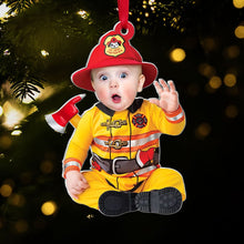 Load image into Gallery viewer, Personalized Baby Christmas Photo Ornaments - Chef &amp; Firefighter Theme
