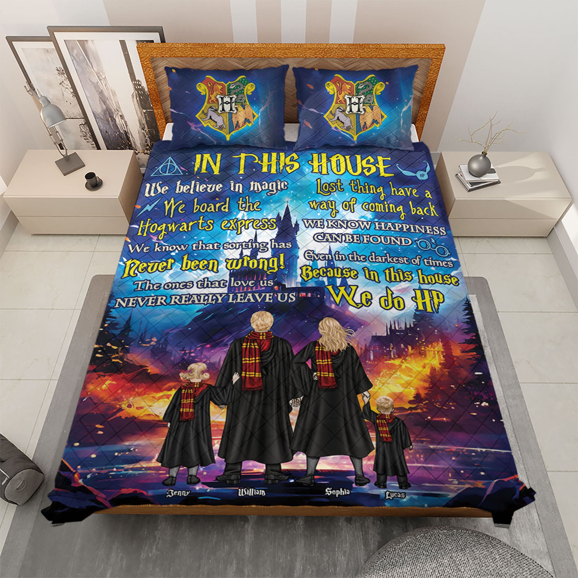 Personalized Harry Potter Family Quilt Bed Set