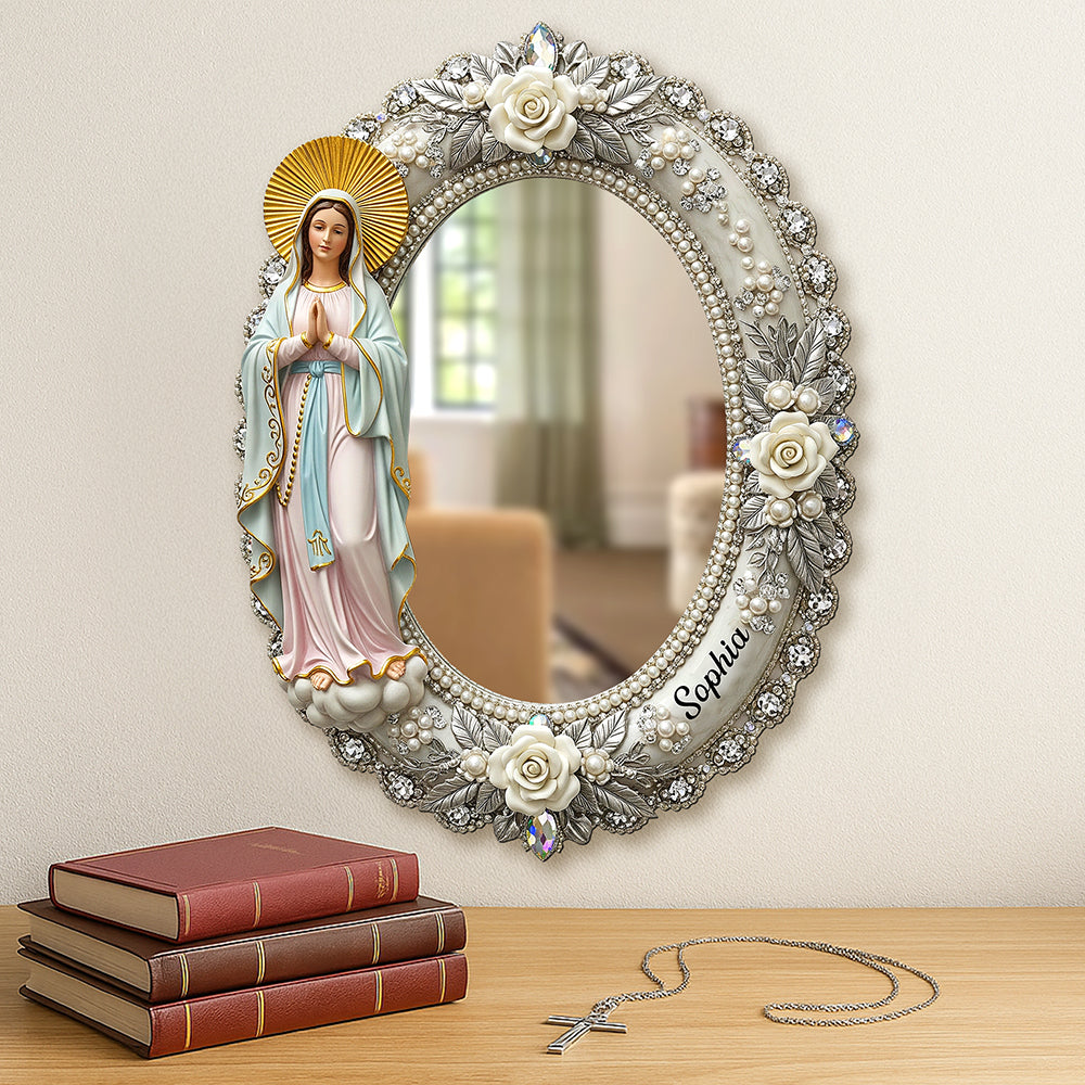 “Embrace Divine Grace” - Personalized Virgin Mary Mirror - Meaningful Gift for Believers & Loved Ones Mirror PopCulturePrints