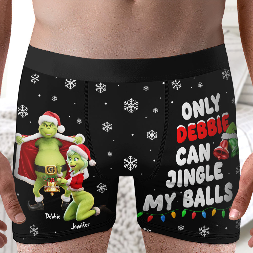 Only Debbie Can Jingle My Balls - Naughty Couple Men's Boxers - Personalized Christmas Gifts Boxer Briefs PopCulturePrints