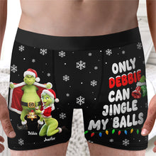 Load image into Gallery viewer, Only Debbie Can Jingle My Balls - Naughty Couple Men's Boxers - Personalized Christmas Gifts Boxer Briefs PopCulturePrints
