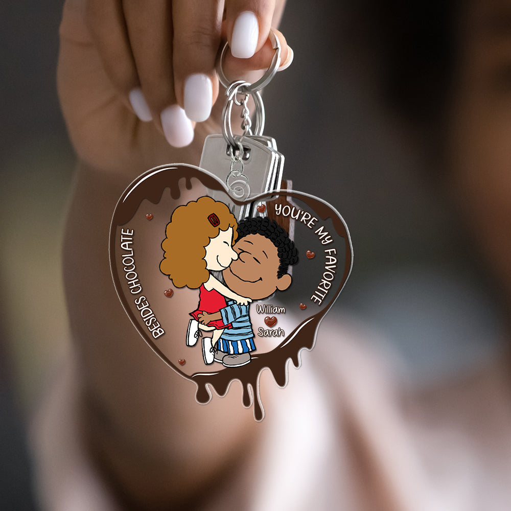 Personalized Heart Acrylic Keychain for Couples - You're My Favorite Keychains PopCulturePrints