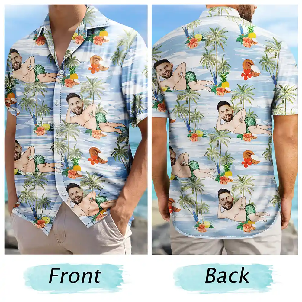 “Make a Splash with Custom Fun!” - Personalized Tropical Hawaiian Shirt - Gift for Friends and Family Hawaiian Shirt PopCulturePrints