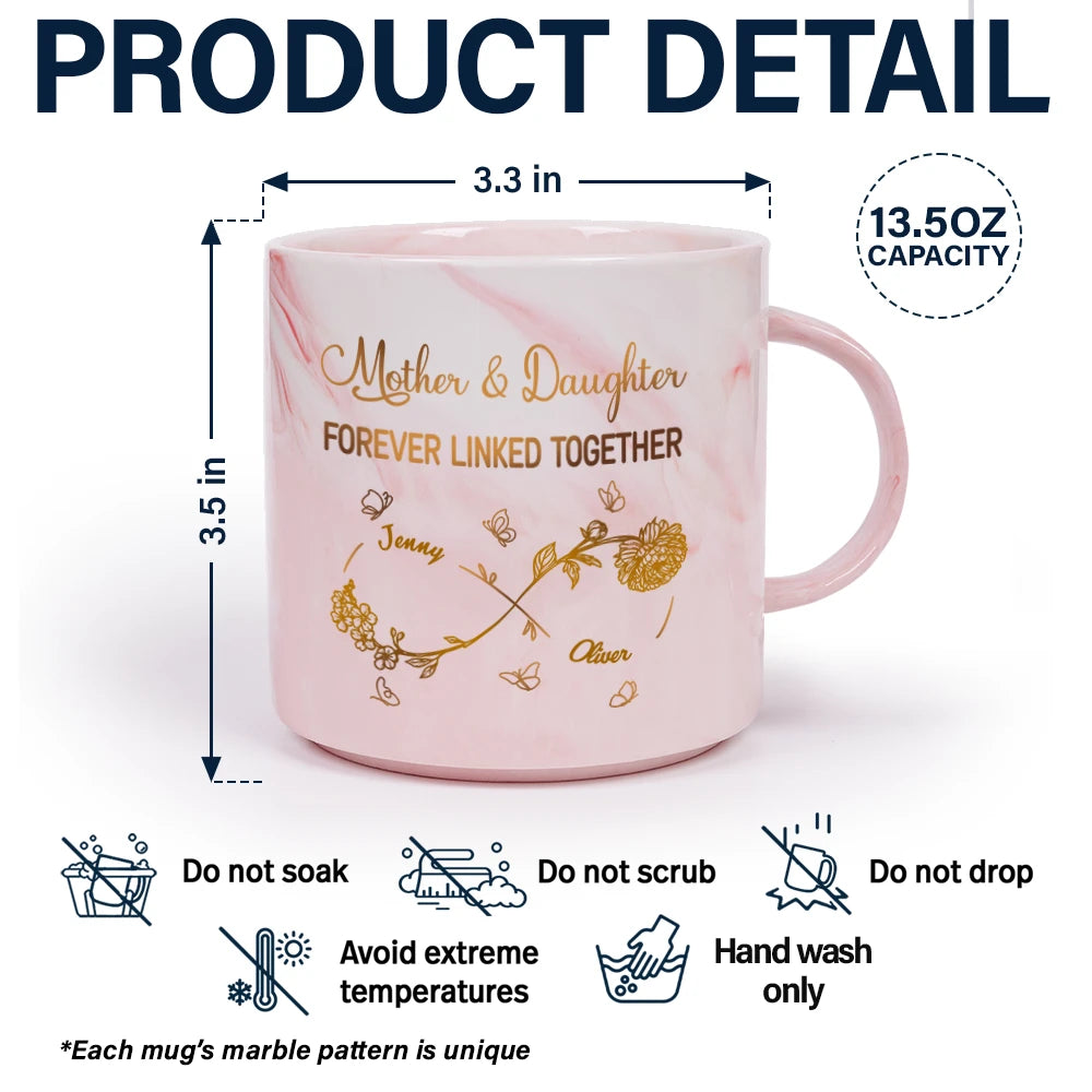 The Love Between Mother & Daughter Is Forever - Personalized Marble Mug for Mom & Grandma Marble Mug PopCulturePrints