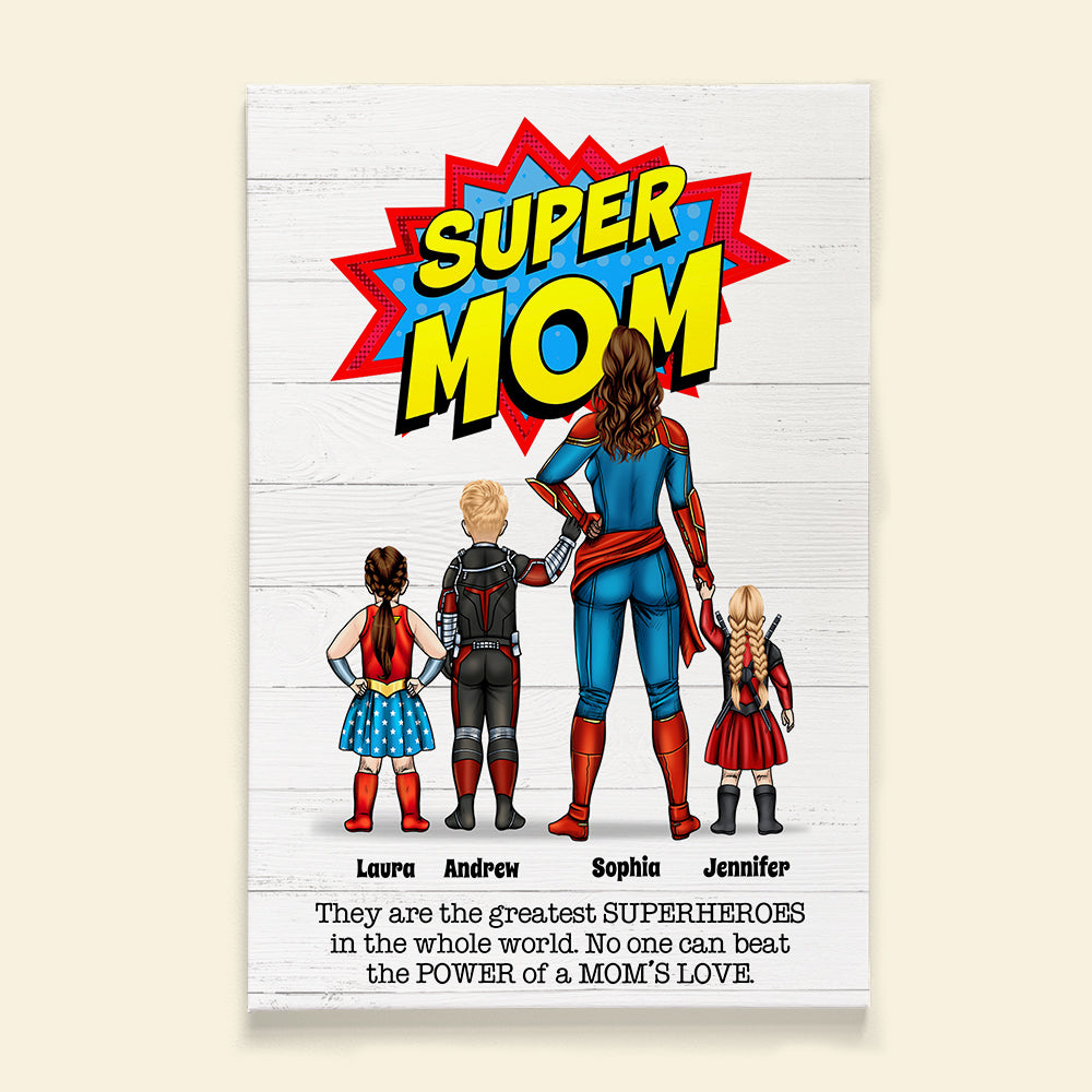 Custom Super Mom Canvas Print - Personalized Family Heroes Poster & Canvas PopCulturePrints