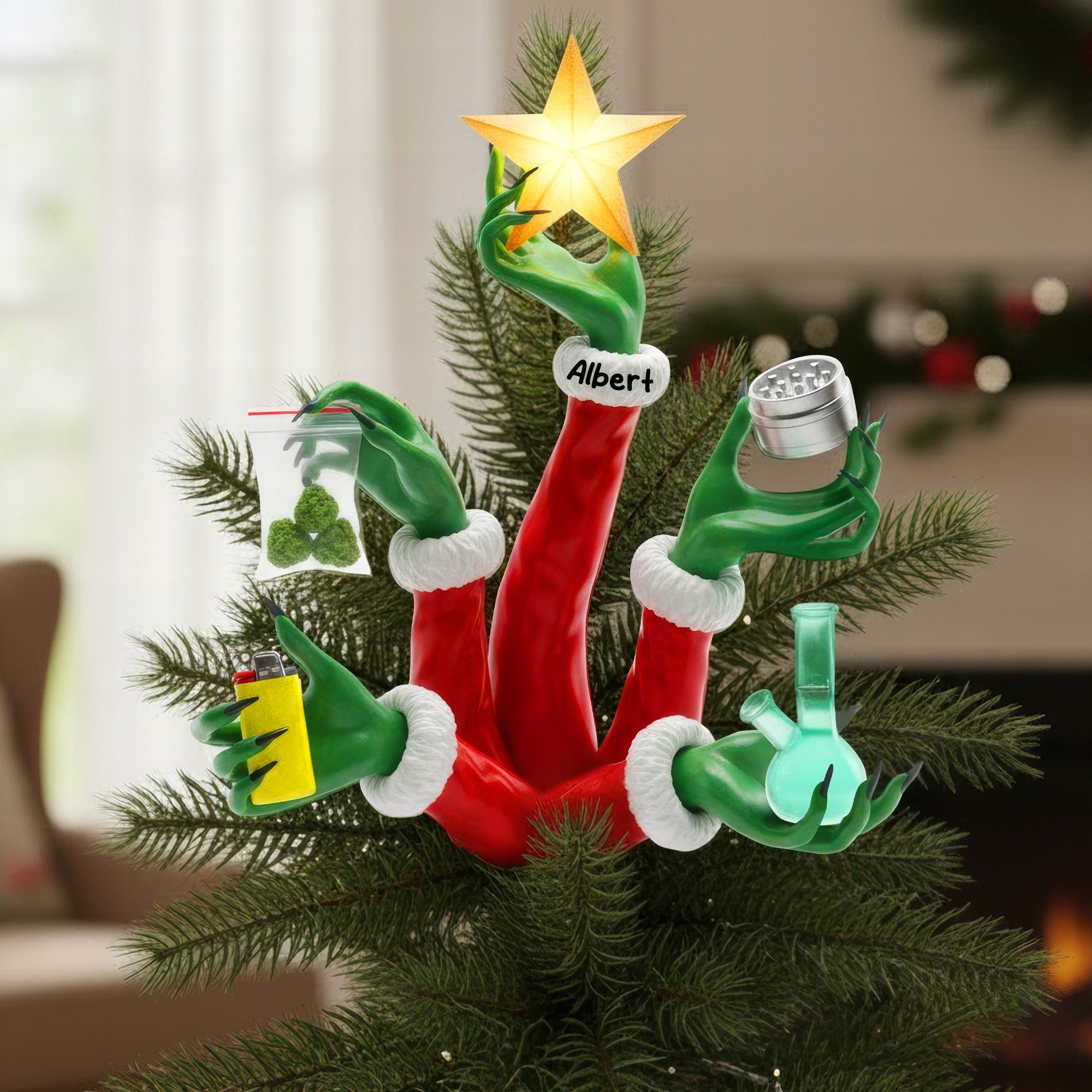 Add a Twist to Your Holidays - Funny Holiday Christmas Tree Topper - Personalized Gift for Stoners Ornament PopCulturePrints