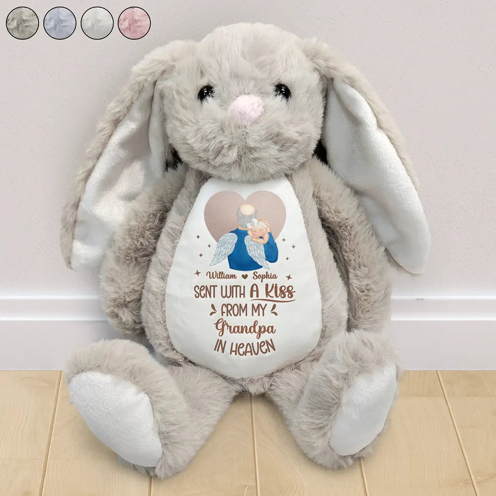 Sent With A Kiss From My Great Grandma In Heaven - Personalized Soft Toy Bunny Soft Toy Bunny PopCulturePrints