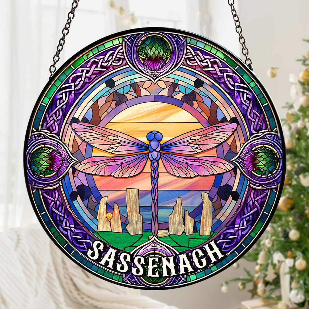 Personalized Dragonfly Stained Glass Suncatcher for Historical Fantasy Fans