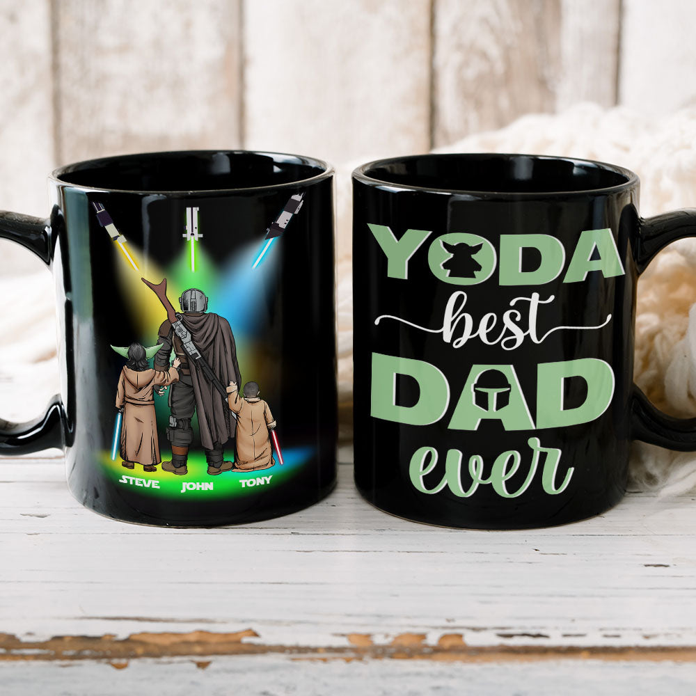 Personalized Yoda Best Dad Mug - Custom Names Coffee Mug PopCulturePrints