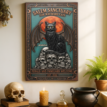 Load image into Gallery viewer, Witch Sanctuary – Personalize Your Own Salem Metal Sign for Cat Lovers Metal Signs PopCulturePrints
