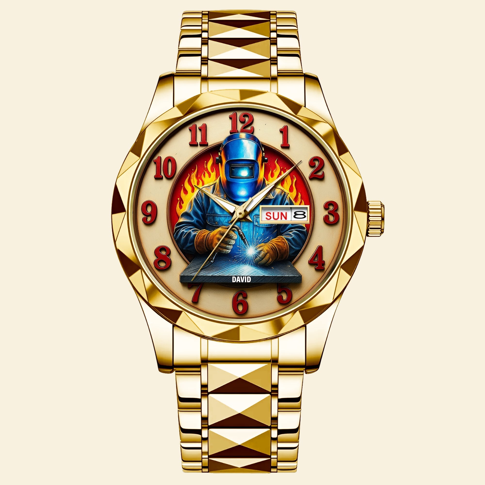 Personalized Welder's Timepiece | Custom Steel Men's Watch for Welding Enthusiasts Men's Watch PopCulturePrints