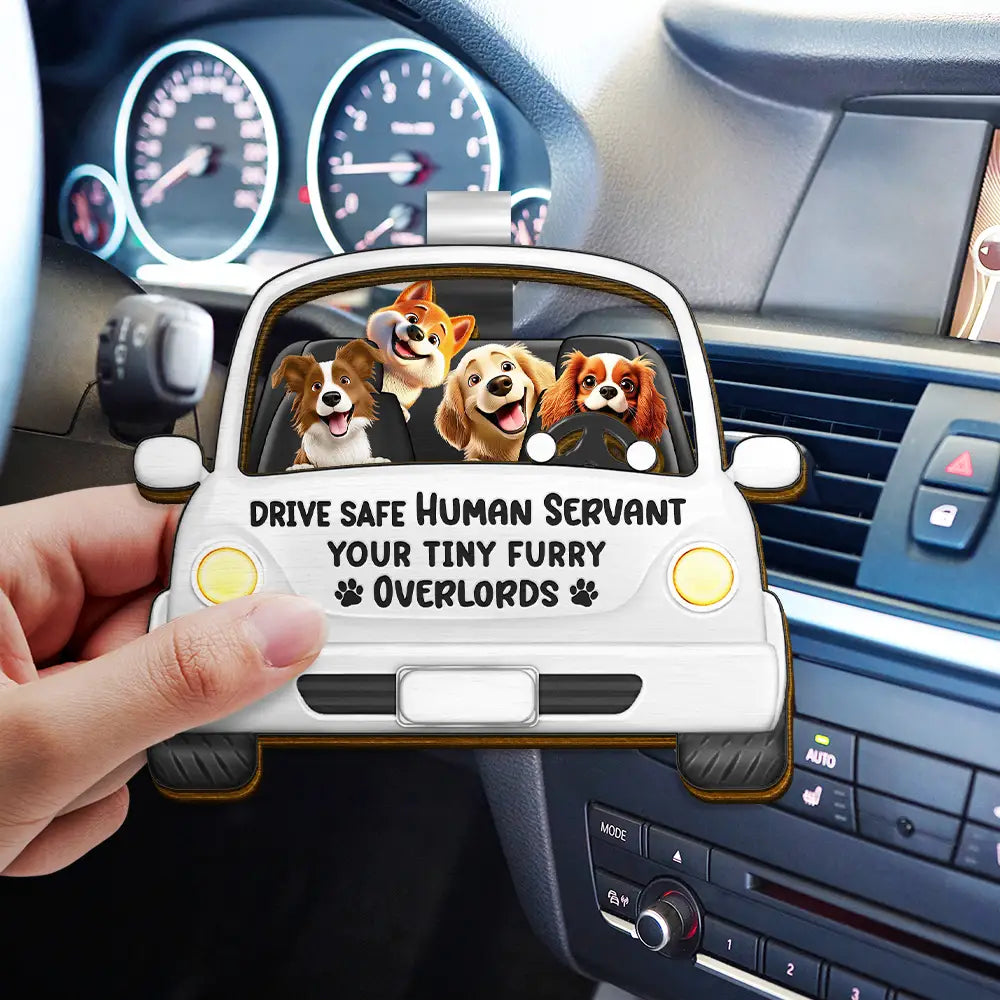 "Drive Safe, Human Servant!" - Personalized Custom Shaped Car Visor Clip - Unique Gift for Pet Lovers Car Visor Clip PopCulturePrints