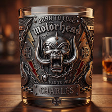 Load image into Gallery viewer, "Born to Lose, Lived to Win" - Personalized Power Round Glass - Unique Gift for Music Lovers, Rock Fans, and Collectors Glass PopCulturePrints
