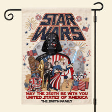 Load image into Gallery viewer, “May the 250th Be With You” - USA 250th Anniversary Garden Flag - Personalized Gift for Star Wars Fans &amp; Patriotic Families Garden Flag PopCulturePrints

