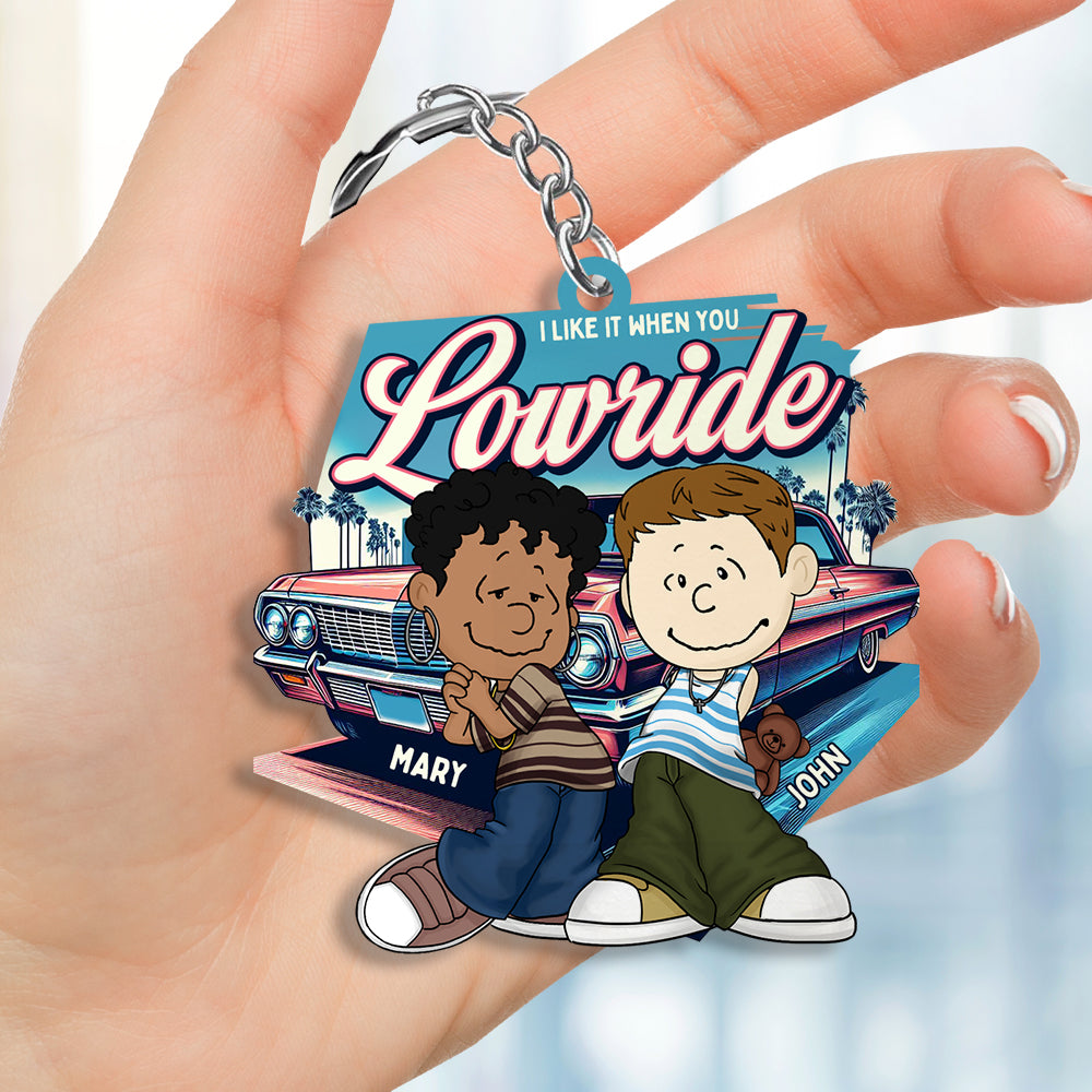 Personalized Lowrider Car Keychain for Couples - Unique Love Gift Keychains PopCulturePrints