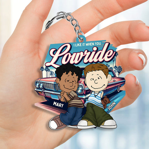 Personalized Lowrider Car Keychain for Couples - Unique Love Gift Keychains PopCulturePrints