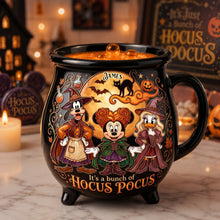 Load image into Gallery viewer, “It’s a Bunch of Hocus Pocus!” - Macabre Spell Sisters Ceramic Cauldron Mug - Personalized Gift for Halloween Lovers Cauldron Mug PopCulturePrints
