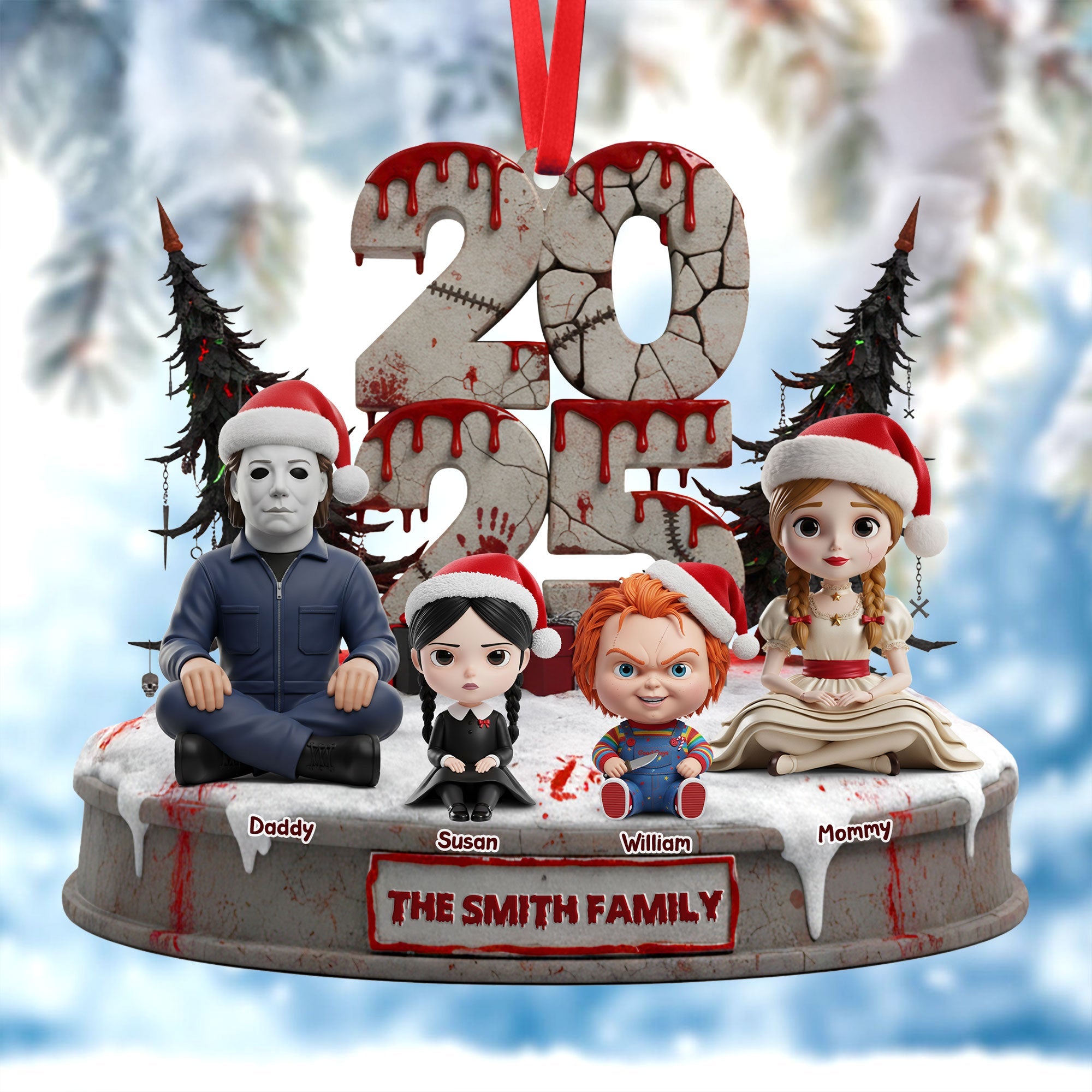 Personalized Horror Family Ornament - Perfect Gift for Fans of Spooky Culture Ornament PopCulturePrints