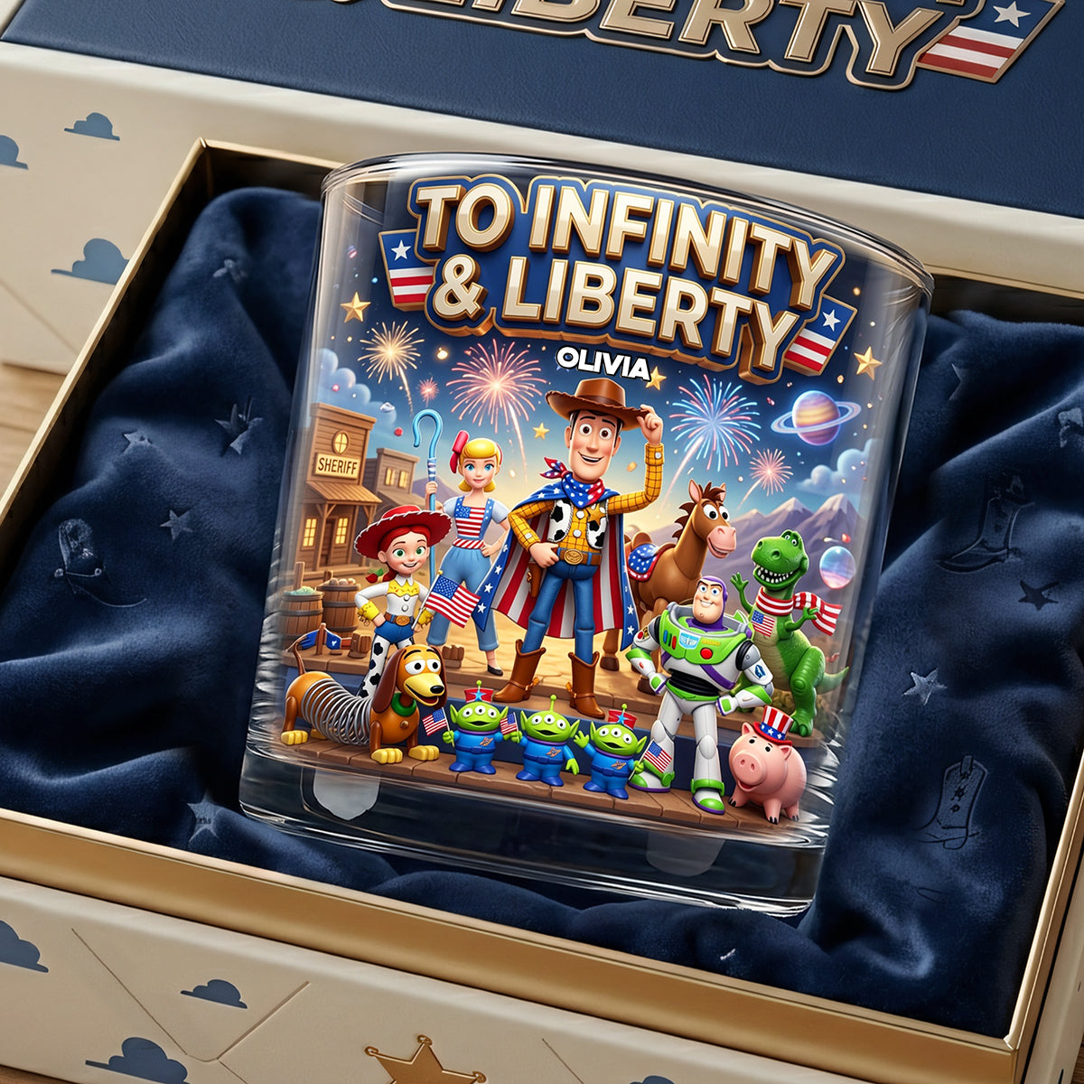 "To Infinity & Liberty" - Personalized Drinking Glass for America’s 250th Anniversary - Perfect Gift for Patriots Glass PopCulturePrints