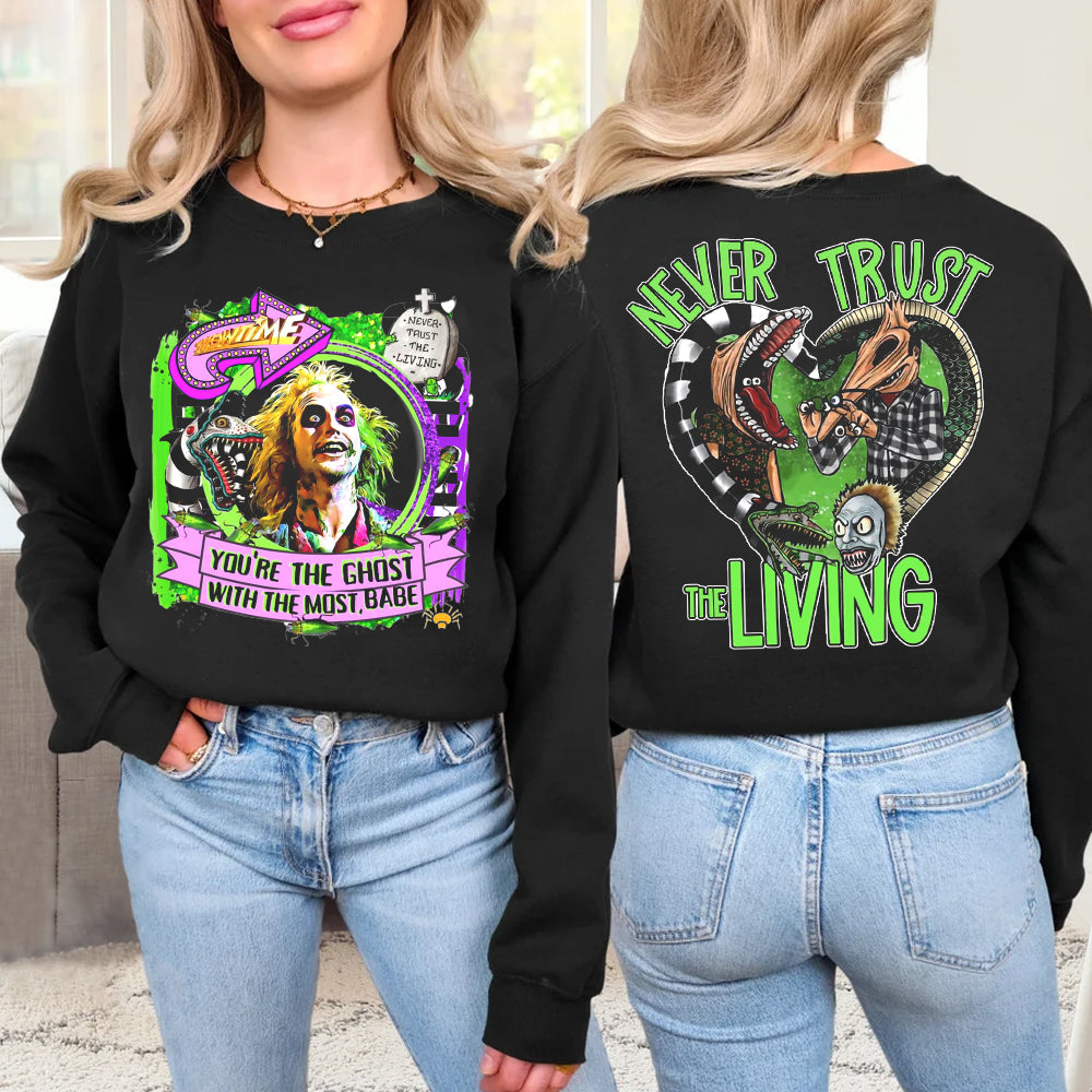 Horror Movie Lover's Halloween T-Shirt - Never Trust The Living Design