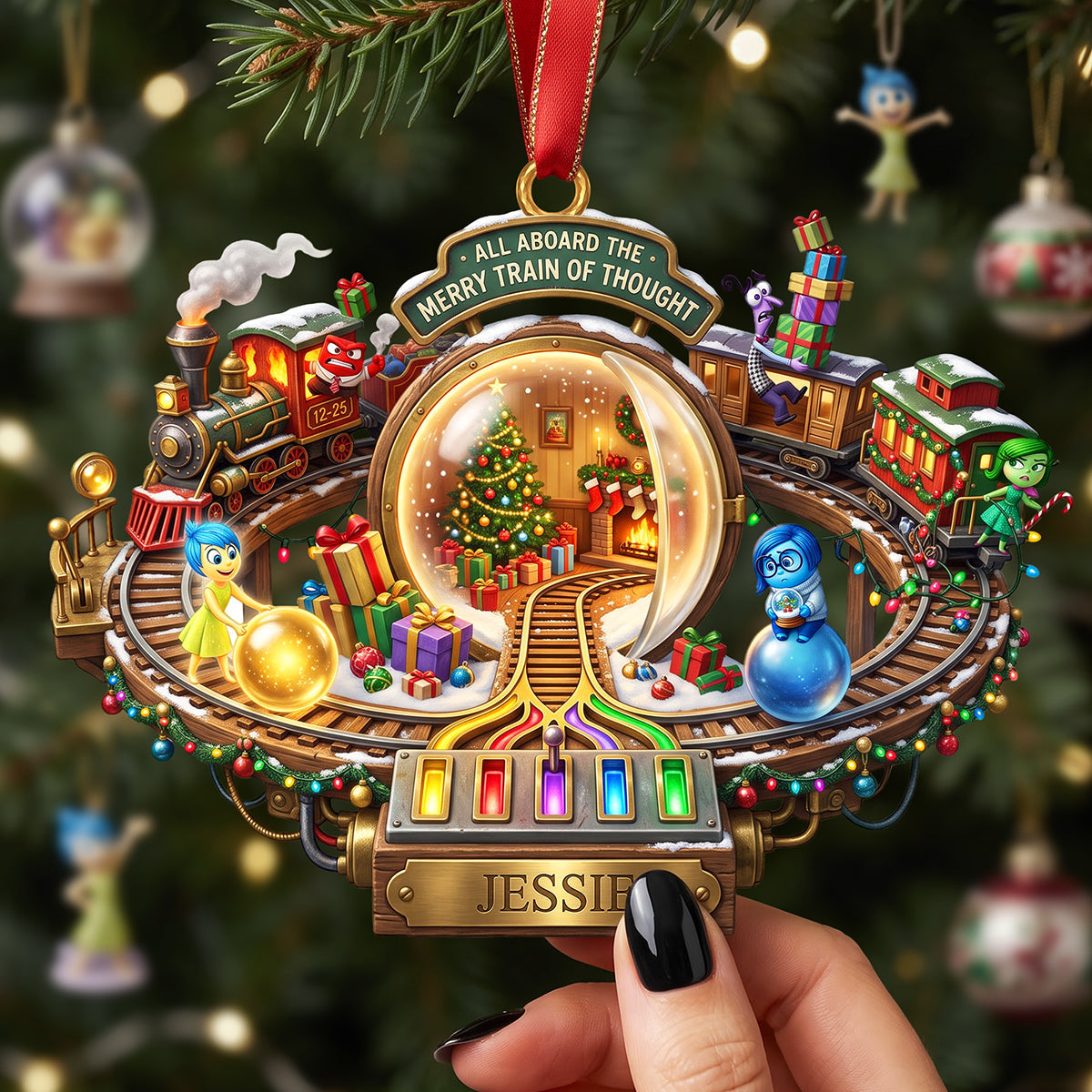 All Aboard the Merry Train of Thought - Personalized Acrylic Ornament