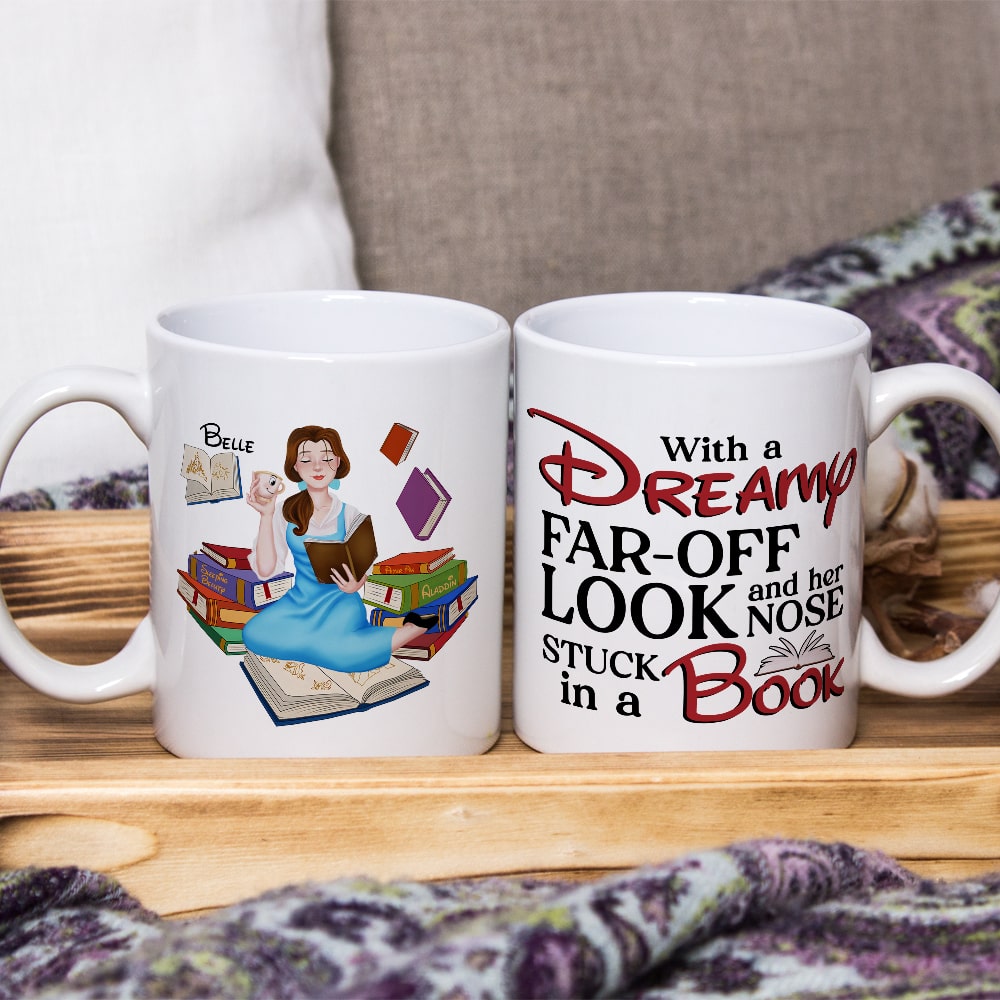 Personalized Book Lover’s Coffee Mug - Her Nose Stuck In a Book Coffee Mug PopCulturePrints