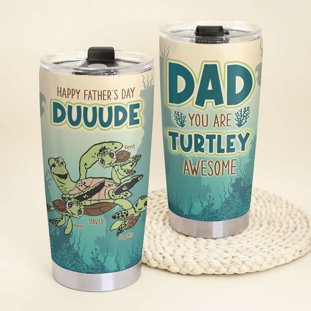 Personalized Turtle Family Tumbler - Father's Day Gift Tumbler Cup PopCulturePrints