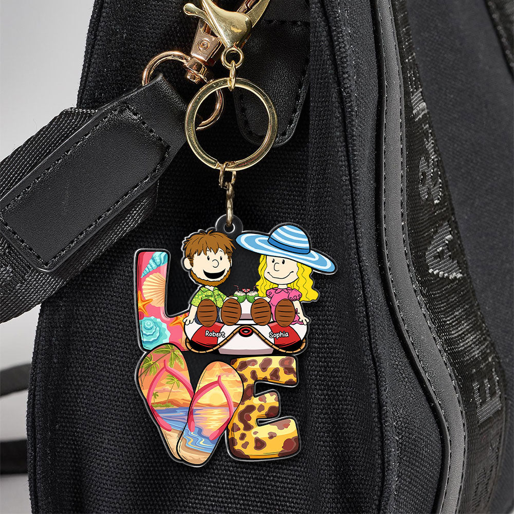 Personalized Summer Beach Love Keychain for Couples - Unique Valentine's Day Gifts Keychains PopCulturePrints