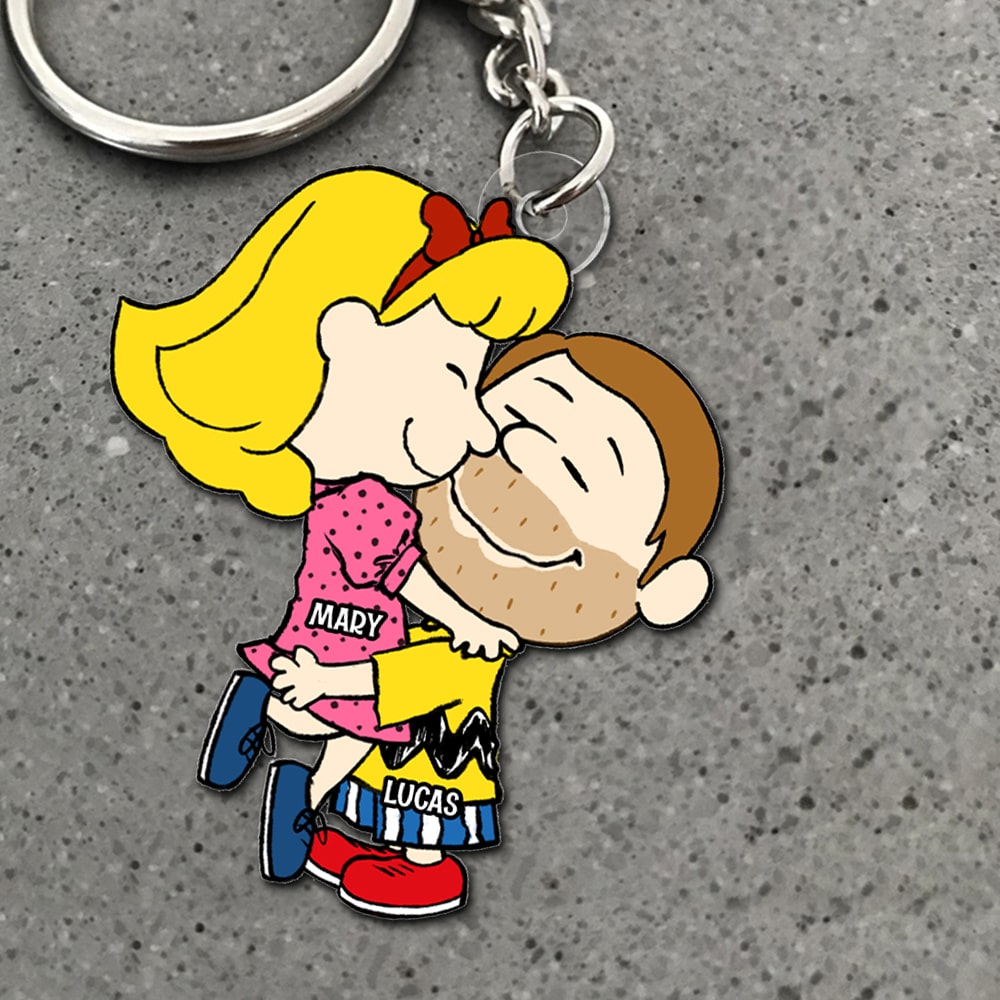 Personalized Cute Couple Embracing Keychain