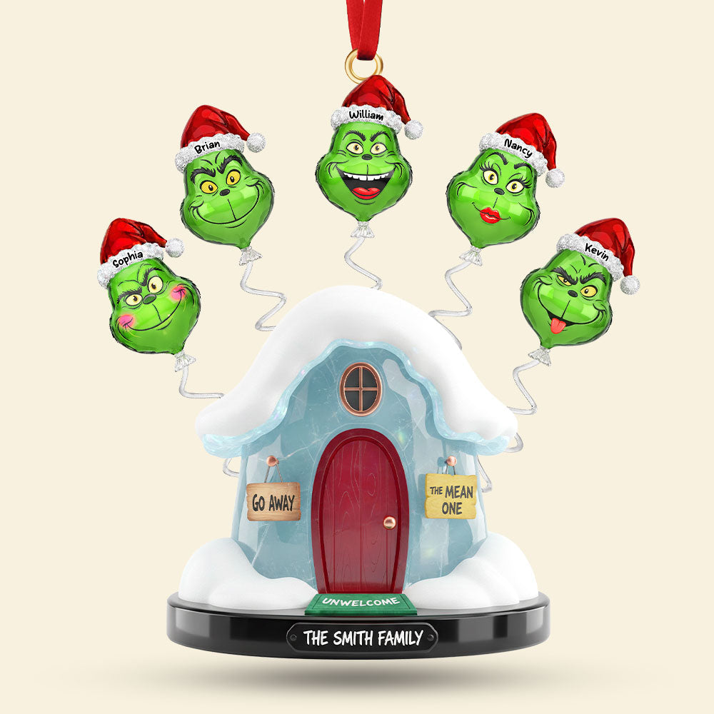 "Bring Home the Cheer!" - Personalized Green Monster Family Christmas Ornament Ornament PopCulturePrints